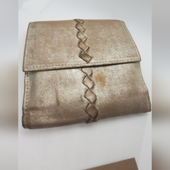 BOTTEGA VENETA Hobo Leather Wallet by fold- cc/coin compartment- silver metallic - Picture 4 of 11
